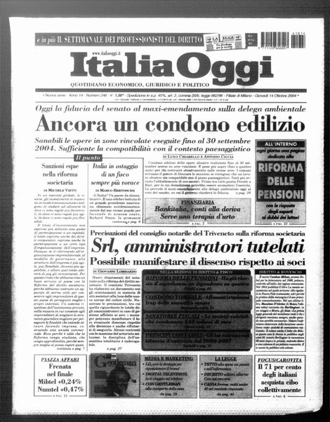 Italia oggi : quotidiano di economia finanza e politica